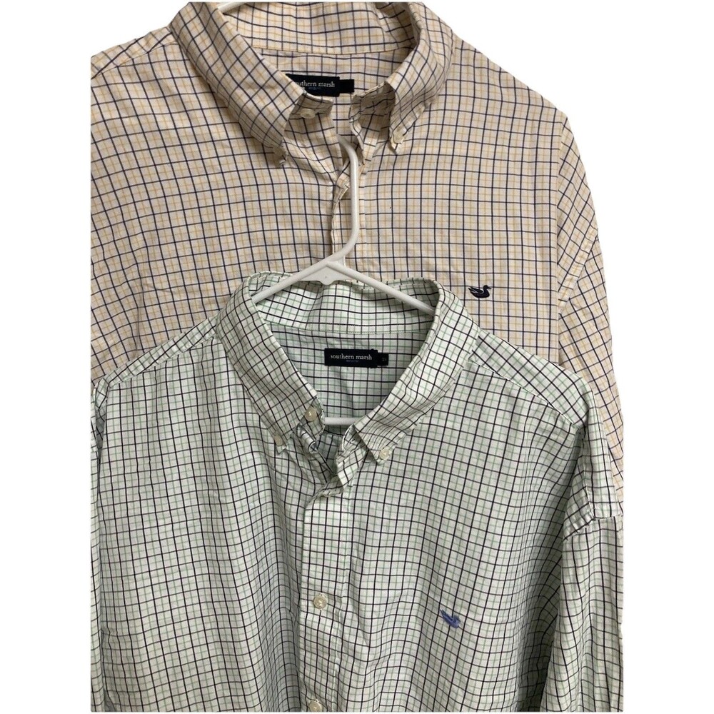 Bundle of 2 Men's Southern Marsh Plaid Long Sleeve Shirts Long Sleeve Size 2XL